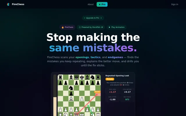 FireChess – Find the chess mistakes you keep repeating
