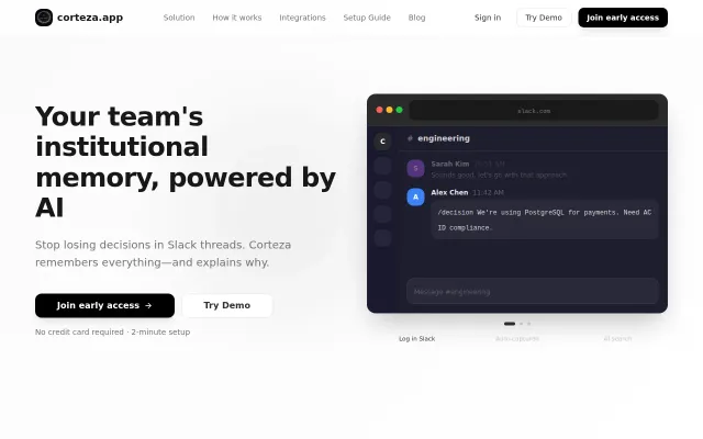 Corteza – Capture team decisions and makes them searchable with AI