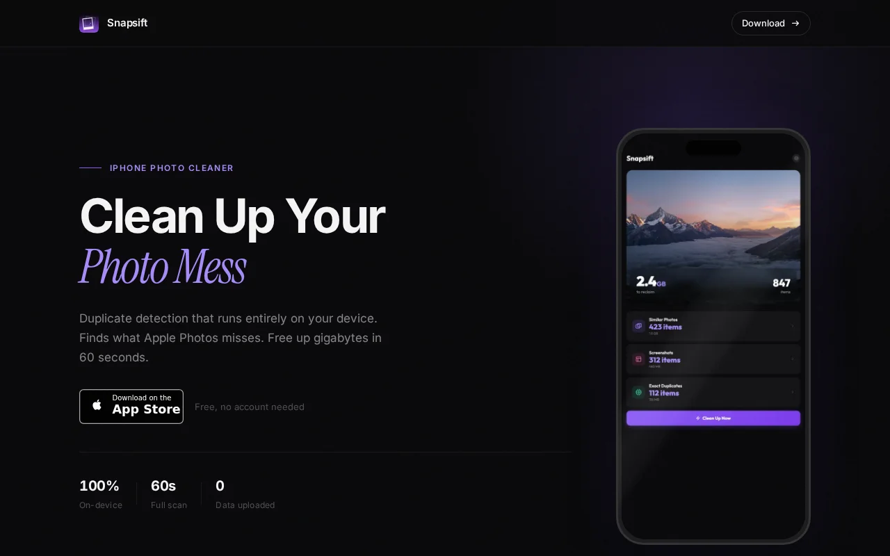 SnapSift – Find near-duplicate photos on your iPhone