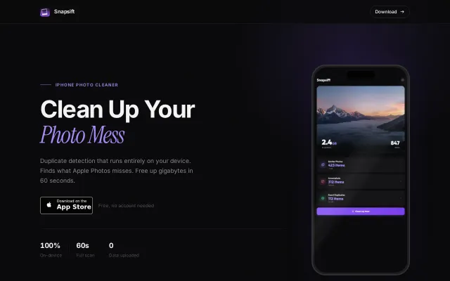 SnapSift – Find near-duplicate photos on your iPhone
