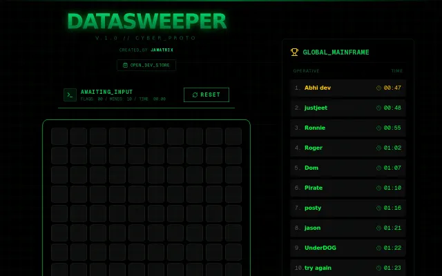 DataSweeper – A Cyberpunk Minesweeper Game