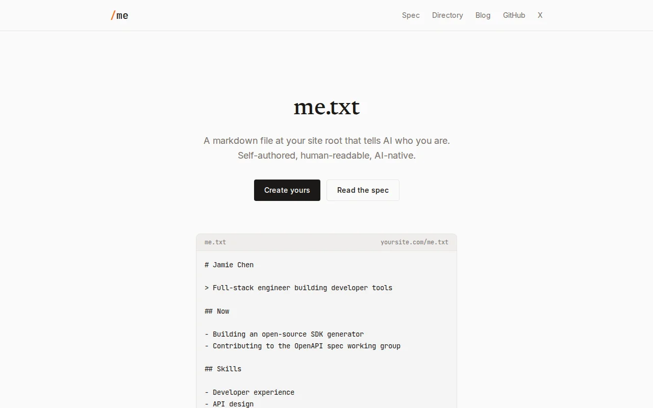 Me.txt – A personal identity file for AI agents