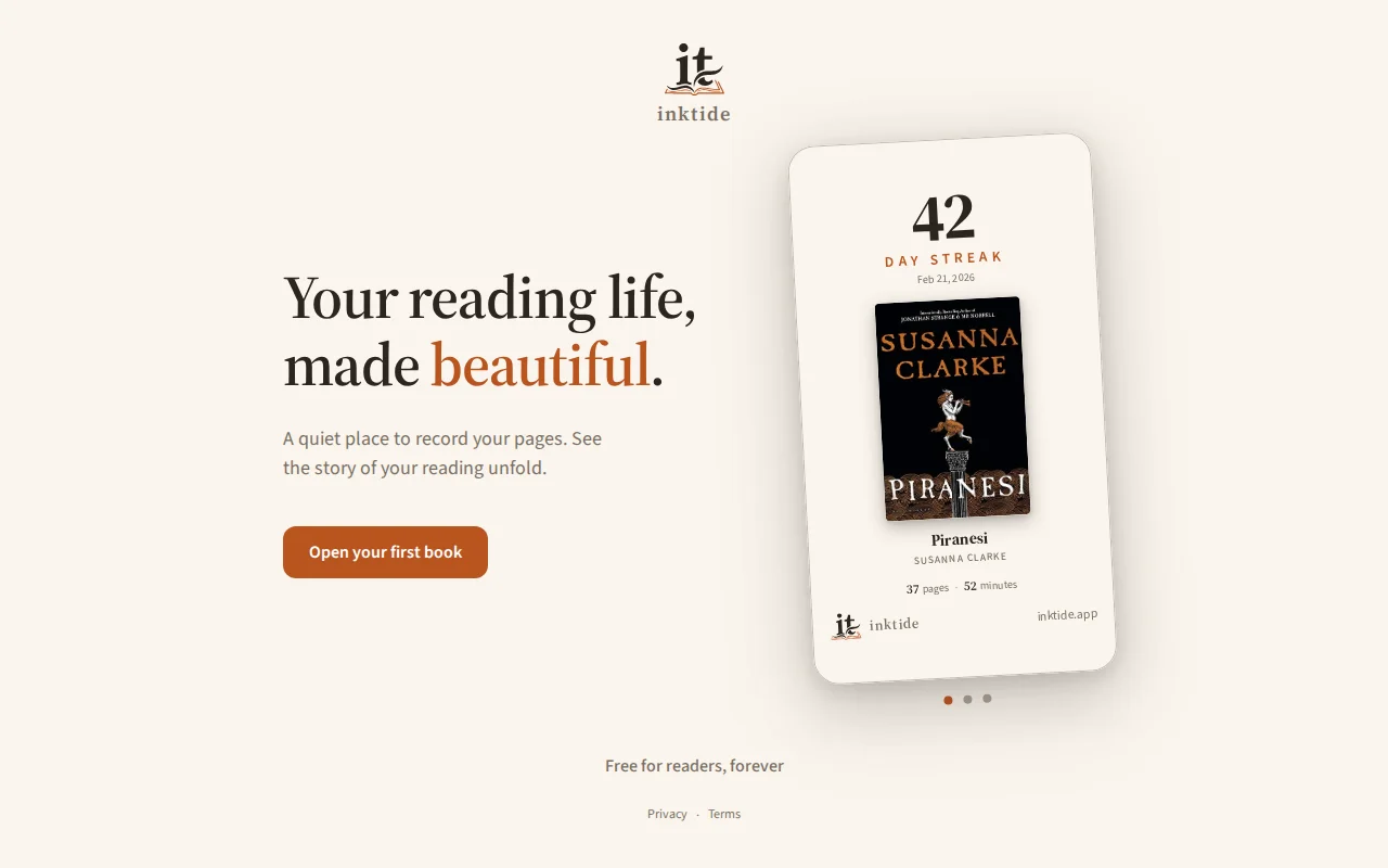 Inktide – A local-first daily reading tracker