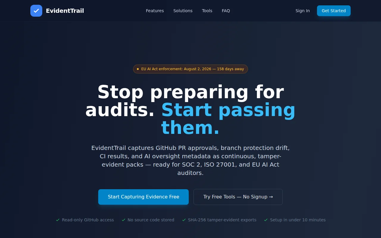 EvidentTrail – Turn GitHub activity into continuous SOC2 audit evidence