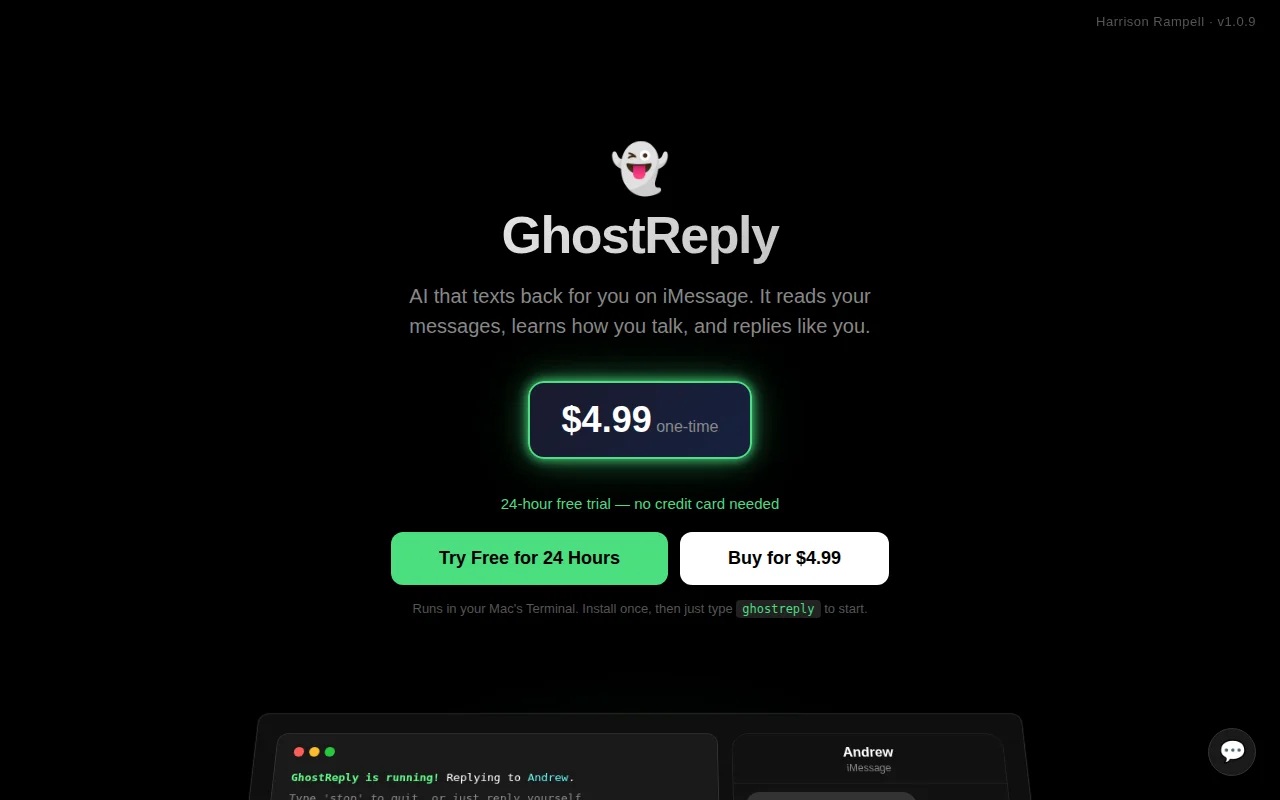 GhostReply – AI that reads your iMessage history and texts back as you