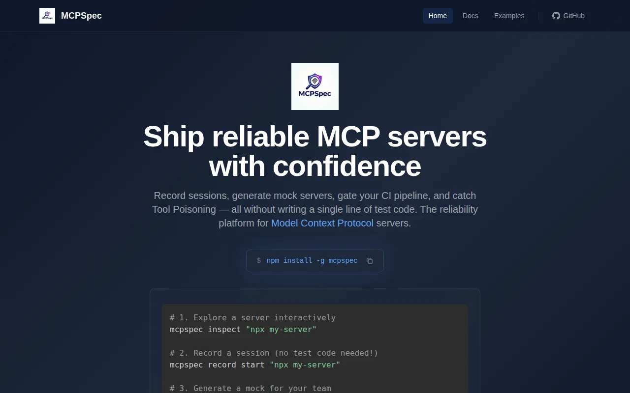 MCPSpec – Ship reliable MCP servers without writing test code
