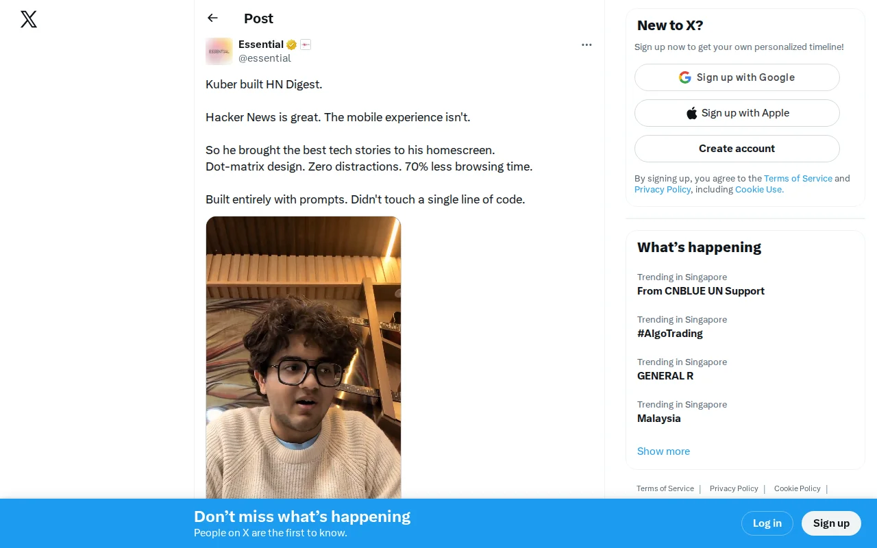 HN Digest Widget – Nothing Essential Lab S1 Winner