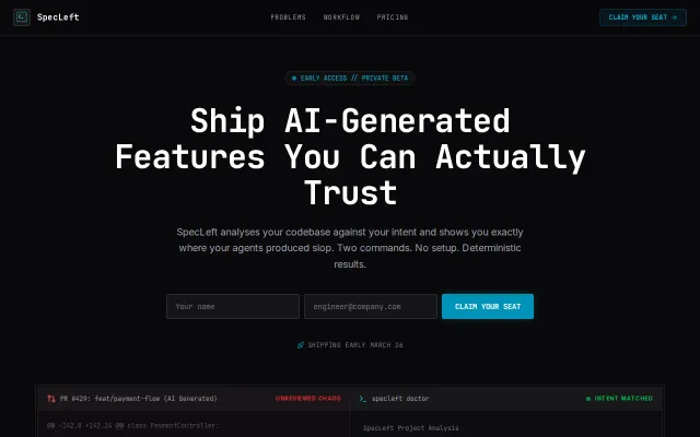 SpecLeft – For those who can't tell what their AI agent built