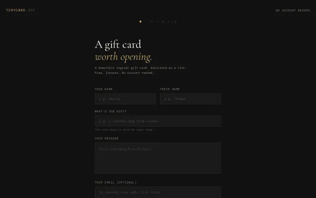 TinyCard – A minimalistic & functional e-Card site, like tinyletter