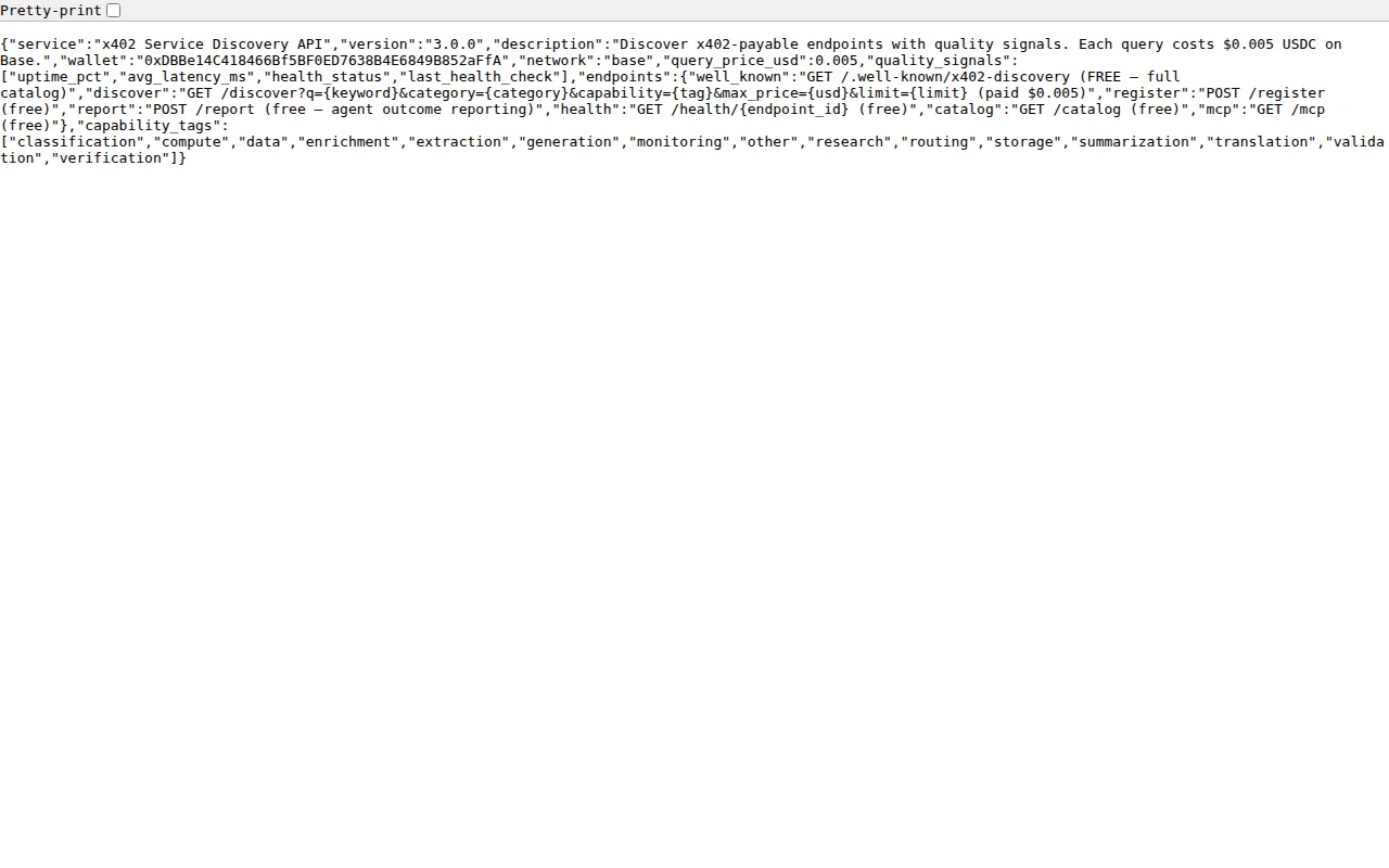 x402 Service Discovery – runtime endpoint finder for the agent economy