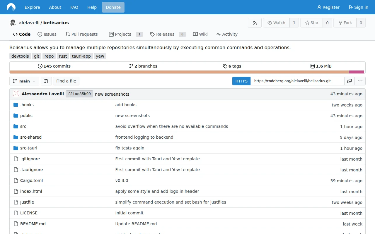 Belisarius, one app to manage many repo