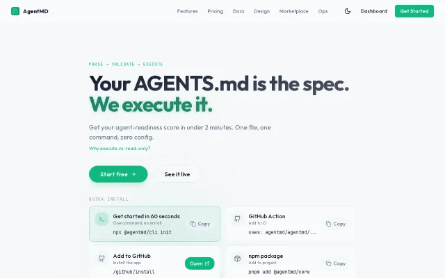 AgentMD – CI/CD for AI agents, makes AGENTS.md executable