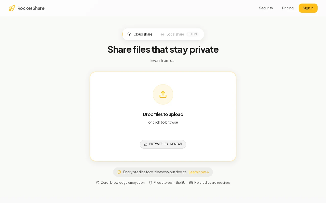 RocketShare – Zero-knowledge encrypted file sharing