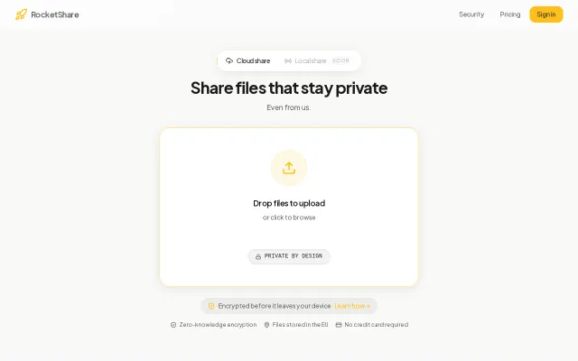 RocketShare – Zero-knowledge encrypted file sharing