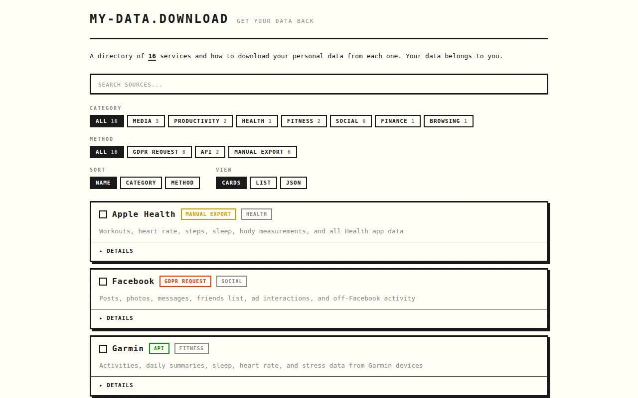 My-data.download – Guides to export your data