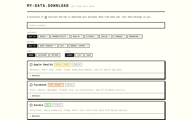 My-data.download – Guides to export your data