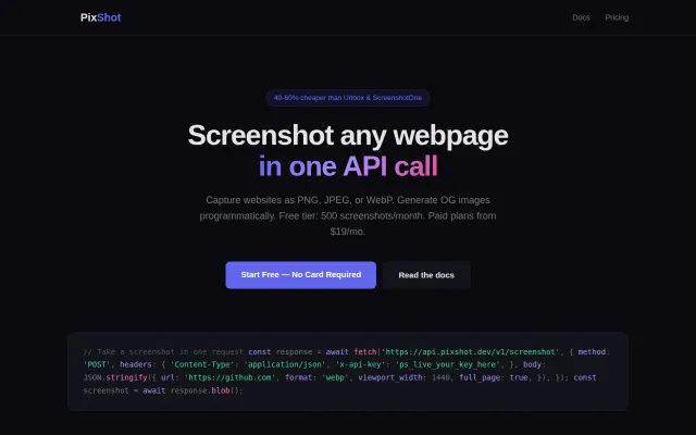 PixShot – Screenshot and OG Image API