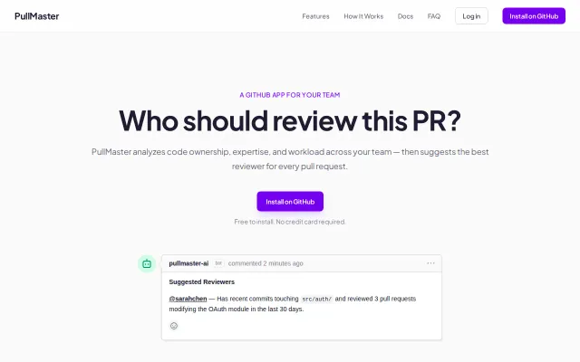 PullMaster – Recommends code reviewers from your repo history