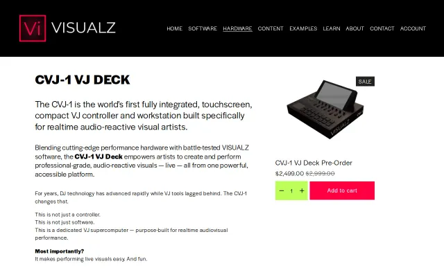 CVJ-1 VJ Deck / VISUALZ audio-reactive VJ software