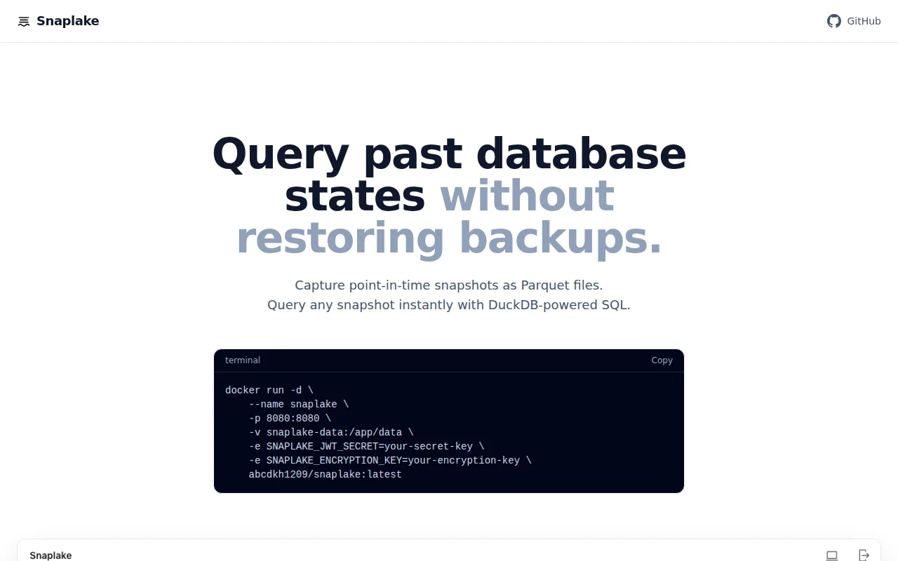 Snaplake – Query past database states without restoring backups