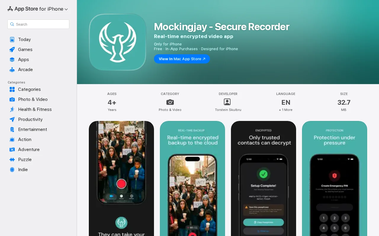 Mockingjay – Video recorder that encrypts and uploads as you record