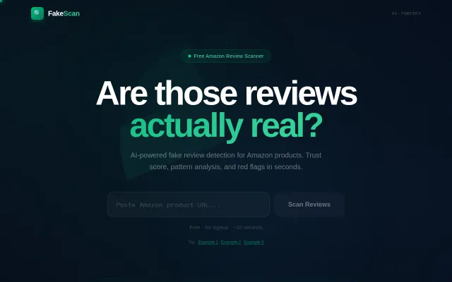 FakeScan – AI fake review detector (Fakespot is dying)