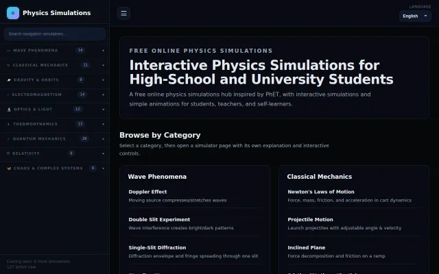 Interactive Physics Simulations Hub built with AI