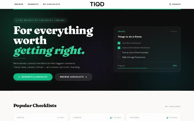 Tiqd – a checklist library for life tasks