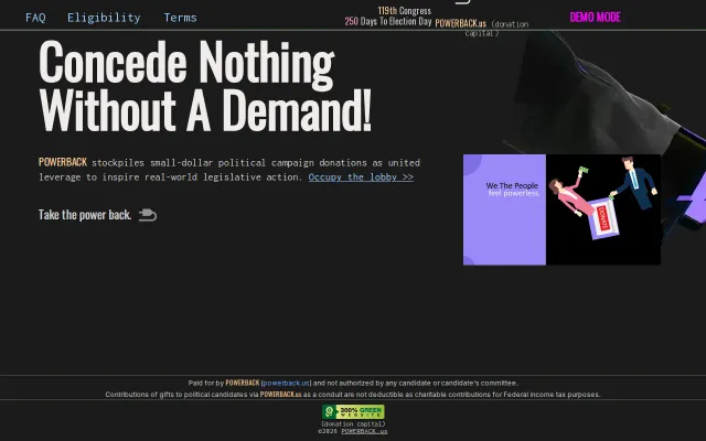 I built a conditional political donation system (demo)