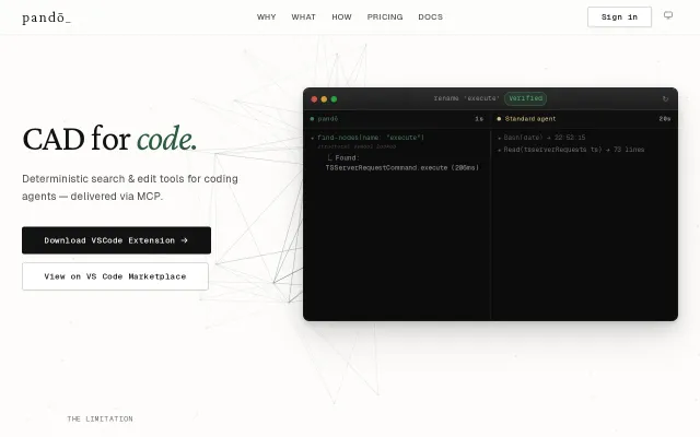 Claude/Gemini/Codex 10-100x faster with pandō (CAD for code)