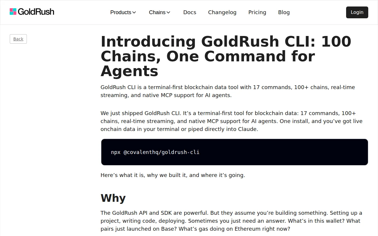 GoldRush CLI – one command for blockchain data