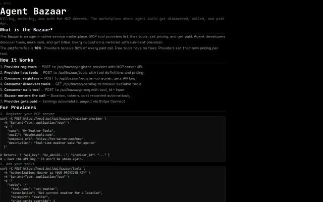 Agent Bazaar – Billing and metering for MCP tool servers