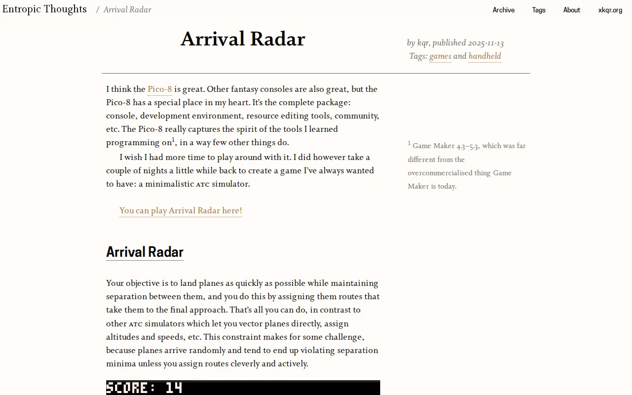 Arrival Radar