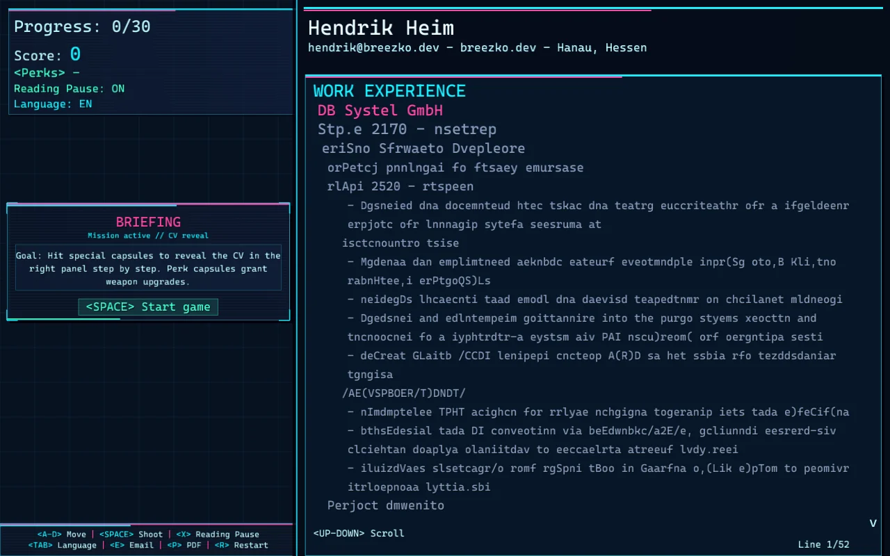 I Created an Interactive Resume Space Invader Game