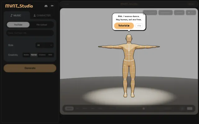 mvntSTUDIO – AI model that generates dance choreography from music