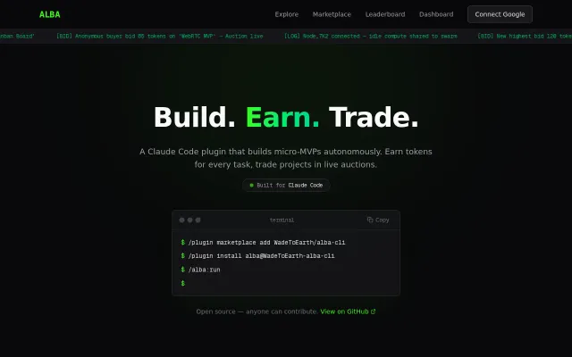Alba – Earn and bid on unique software using idle AI credits