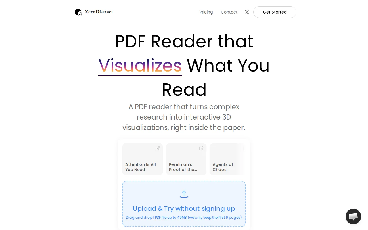 PDF reader with interactive visualizations for any concept