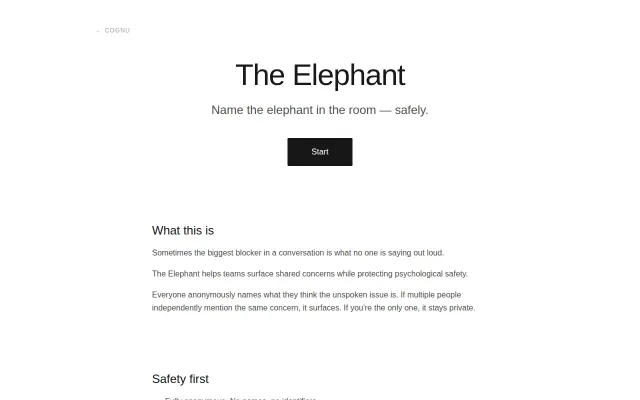The Elephant- a Tool to Safely Surface the Unspoken Issue in Meetings