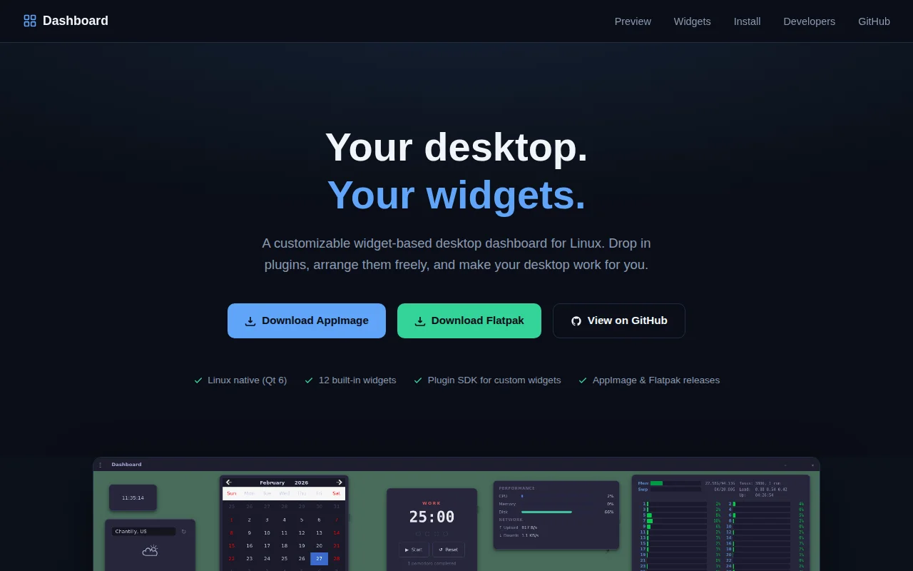 Dashboard – a runtime plugin-based desktop widget system for Linux