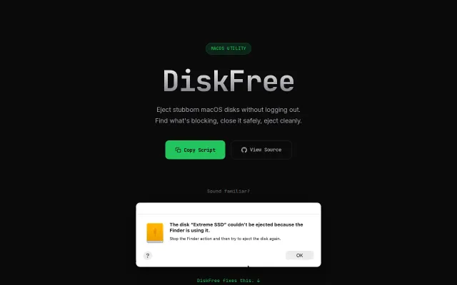 DiskFree – Find what's blocking your macOS disk and eject it