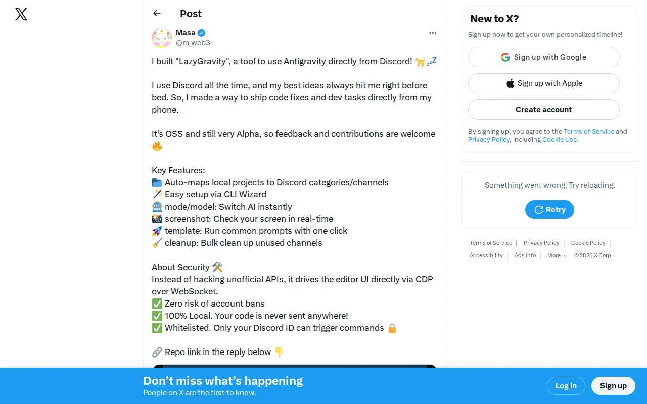 LazyGravity – I control my local AI coding setup from Discord via CDP