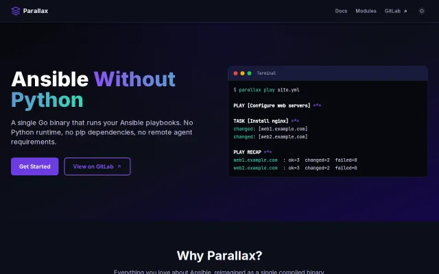 Parallax – Ansible Without Python