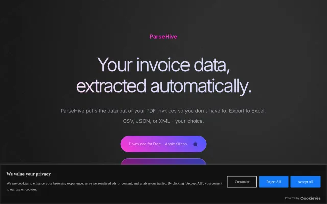 ParseHive – AI-powered invoice data extraction for Windows and Mac
