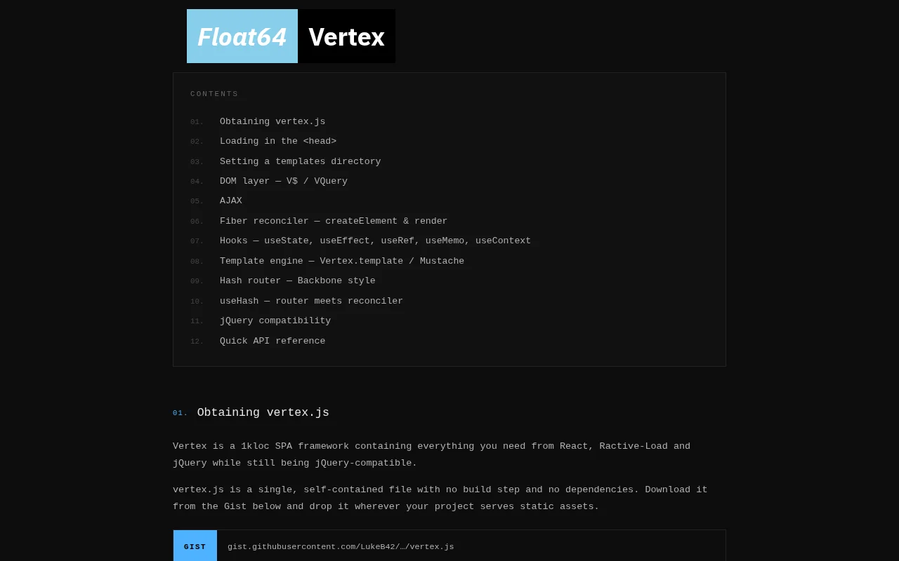 Vertex.js – A 1kloc SPA Framework