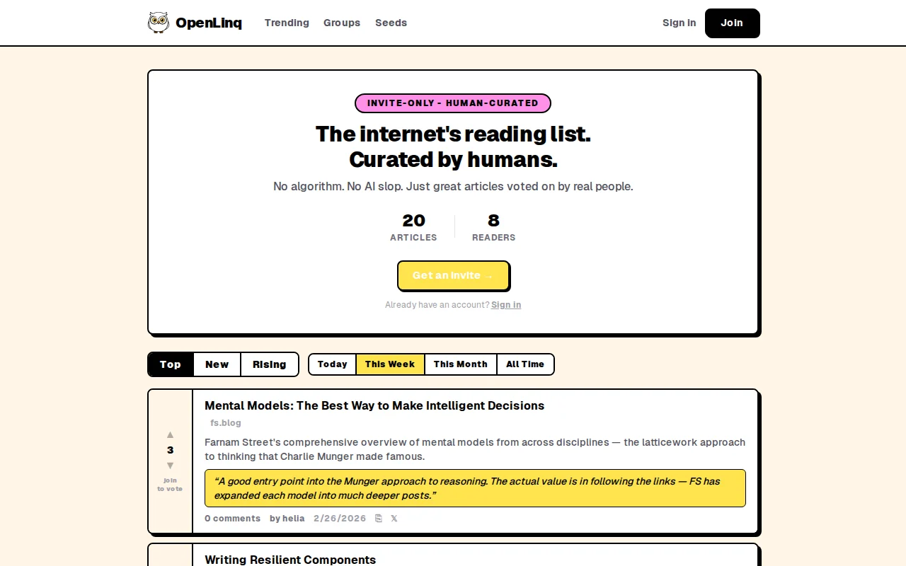 OpenLinq – invite-only link sharing for humans tired of AI slop