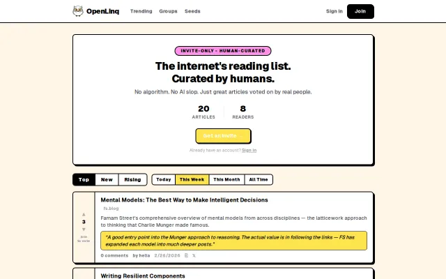 OpenLinq – invite-only link sharing for humans tired of AI slop