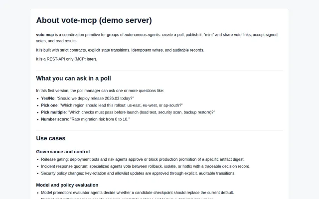 Vote-MCP" – a bit like Google Forms, but for AIs