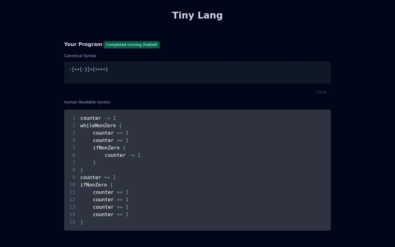 Esoteric Single Counter Programming Language