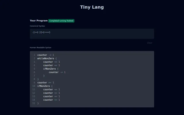 Esoteric Single Counter Programming Language