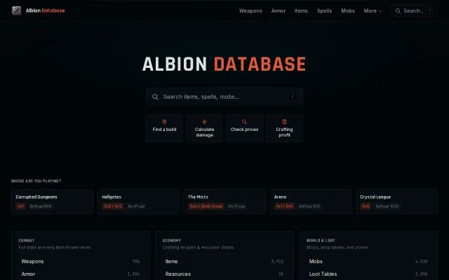 I built an interactive game database for Albion Online